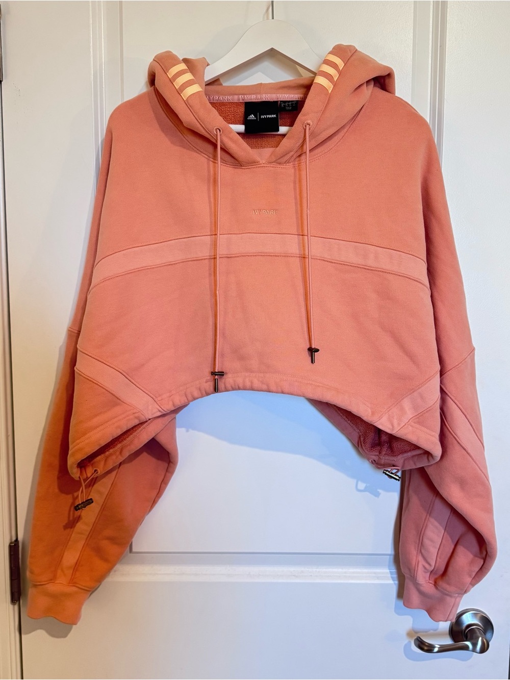 Adidas x Ivy Park Oversized Cropped Hoodie Orange Beyonce Sweatshirt Medium Sz S